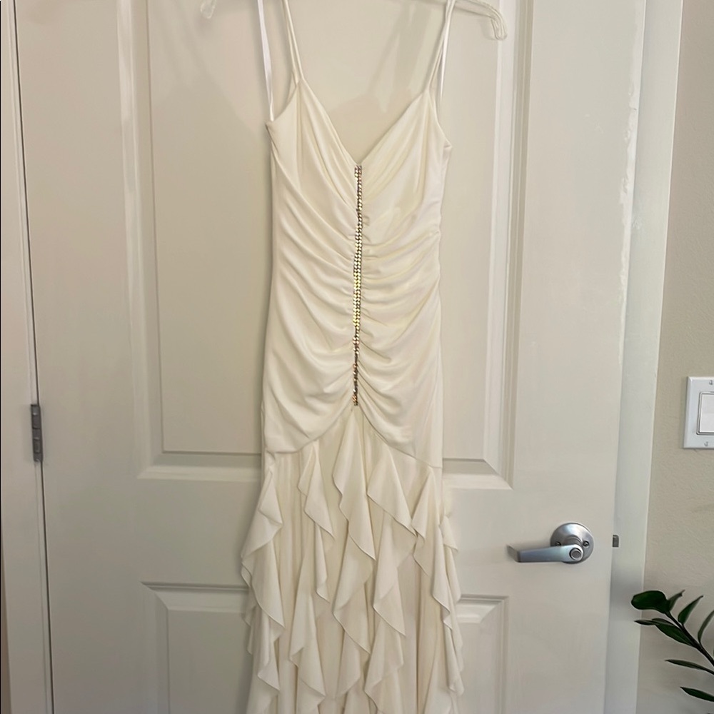 Vintage Scott Mcclintock cream ruffle evening dress